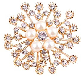1 broche con perlas artificiales copos de nieve decoración de perla. Broche para camisa de mujer. Broches de perlas artificiales para cárdigan/jersey. Broches de seguridad de doble cabeza de Navidad
