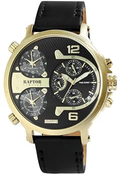 Raptor Armbanduhr Herren Schwarz Edelstahl Analog | Herrenuhr Design klassisch schwarzes Zifferblatt | Herren Armbanduhr Fliegeruhr Stil – Markenuhr Herren Set