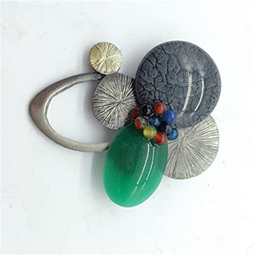 CAZARU Mode glaçure Herbe Feuille Vintage Pierre ormeau Coquille Bijoux Vintage Papillon Broche