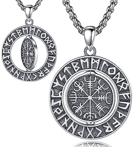 AEONSLOVE Wikinger Lebensbaum Kette für Damen Herren, 925 Sterling Silber Runen Halskette, Yggdrasil | Valknut Vegvisir | Wolf und Raben | Drachen Anhänger, Nordische Mythologie Amulett Odin Schmuck