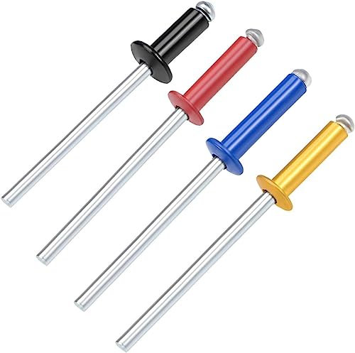 Nietmuttern, Verbindungselemente, Muttern, Nieten, 200 Stück, Aluminium-Blindnieten, 1/8 Zoll x 23/64 Zoll, Kuppelkopf, Blindniete, 5–7 Lücken, robust und langlebig (Stammlänge: Bule) ( Size : Onecolo