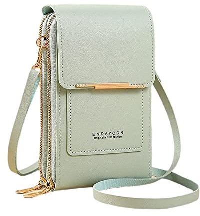 Yebutt Cross Body Bag Women with Multi-Pockets, Leather Ladies Cross Body Handbags Phone Pouch with Long Strap Zips Card Slots, Cellphone Shoulder Bags Coin Purse Wallet (Green)