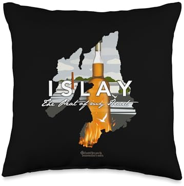 Islay, Orkney & Skye Whisky Designs Design Islay Peat of My Heart Bottle of Whisky Throw Pillow, 16x16, Multicolor