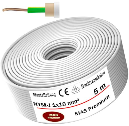 MAS Premium Cable para ambientes húmedos Cable de alimentación Conductor revestido Cable eléctrico de marca alemana Anillo para la colocación sobre, dentro y debajo de yeso, en espacios secos, húmedos