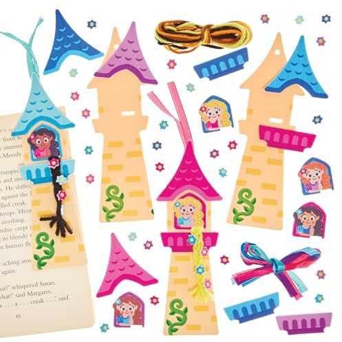 Baker Ross FN186 Rapunzel Lesezeichen Bastelset, 6er-Pack, kreative Lesezeichen zum Basteln für Kinder
