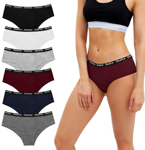 Uizuooy Underbyxor dam bomull dam trosor flerpack hipster underkläder andas trosor bomull mjuka bekväma kvinnor underkläder 6-pack, Multi-1, XL