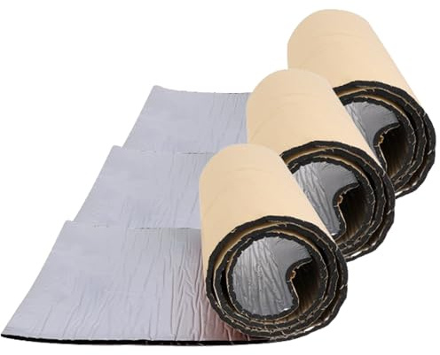Takezuaa 200cm*50cm 10mm Thick 3 Roll Car Sound Deadening Self Adhesive Mat,Van Insulation & Soundproofing Panel,Audio Noise Insulation Motor Home Van Campervan Insulations Panel