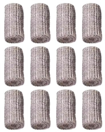 Drahtwolle-Stahlwäsche – Stahlwolle-Scheuerpad – Stahlwolle-Pads | 12 x Geschirrschrubber, Haushaltsreinigungswerkzeug, robuste Scheuerschwämme, Mehrzweck-Schrubber, Schwammwäscher aus Metall und Stah
