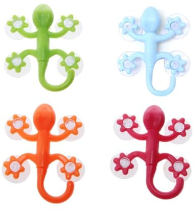 Générique Crochets d' de douche - Gecko Crochet Avec 4 Ventouses | Crochets d' de salle de bain, crochets de douche ventouse combine décoration avec praticité couleur aléatoire