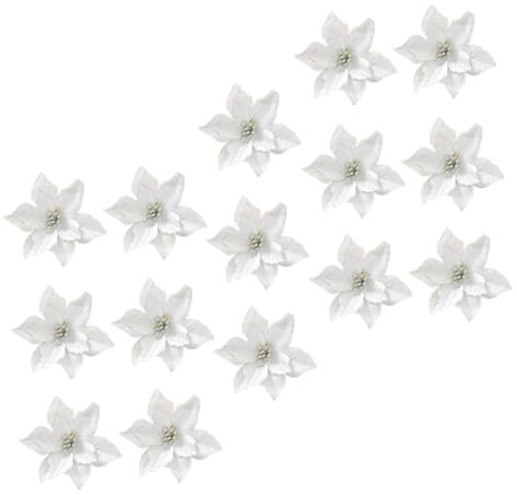 ANDRESLAD 15stücke Teiliges Weihnachtsdeko Mit Glitzerblumen Künstliche Weihnachtsblumen Für Festliche Baumdekoration Und -projekte Silber Lebendige Und Ornamente