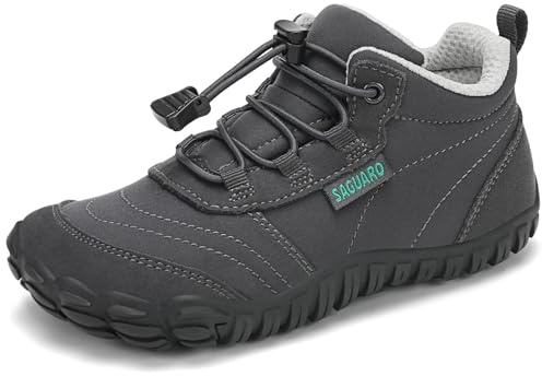 SAGUARO Barnen Barfota Skor Trail Running Barfoot Minimalistiska Lätta Sneakers Andningsbara, Gr.26-36, Nygrå, 26 EU