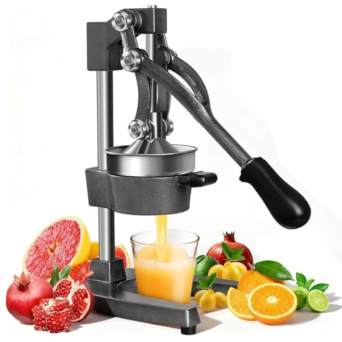 Hand Press Manual Juicer Squeezer, Commercial Heavy Duty Cast Iron Hand Press Manual Orange Citrus Lemon Lime Grapefruit Pomegranate Fruit Juice Squeezer Machine