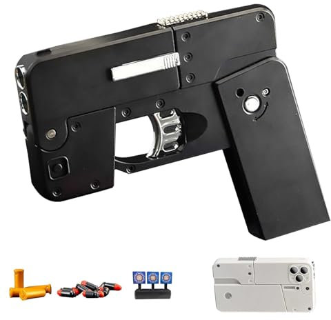 IXPIUZB Spielzeug Pistole, Aussehen des Mobiltelefons Schaumstoff Soft Bullet Gun Automatisches Werfen Von Schalen Dual Channel Loading Bequeme Lagerung, Faltbarer WaffenköRper, Black