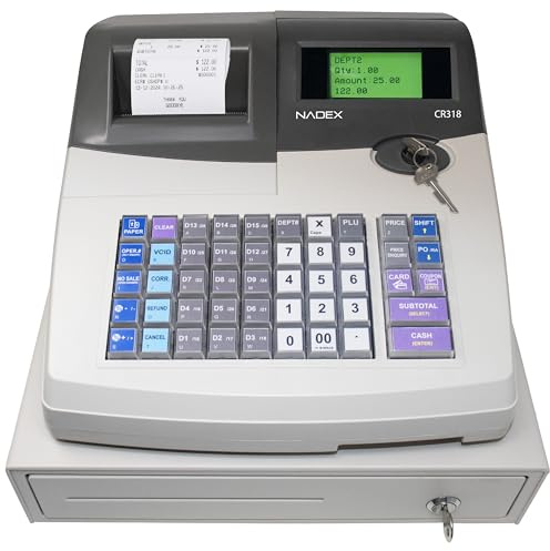Nadex CR318 POS Cash Register, Thermal Printer, Steel Drawer, Multi-Clerk Support, White