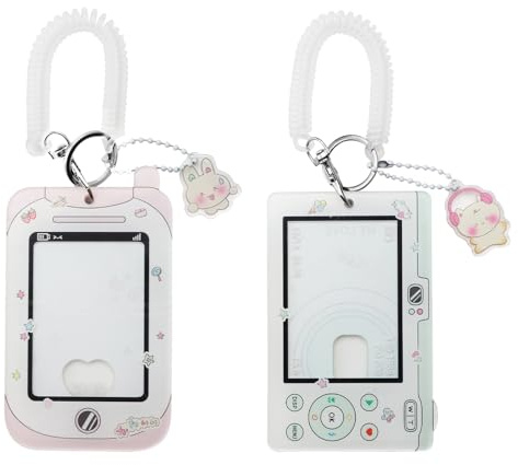 2 stycken fotokortshållare klar akryl kortfodral bildram Kpop fotokorthållare fotokorthållare med nyckelring Kawaii ID-kortshållare för foto bankkort studentID