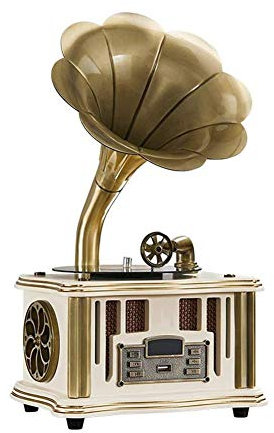 WDWDW Tocadiscos inalámbrico con Altavoz, Entrada Auxiliar, Radio FM, Puerto USB para Unidad Flash, gramófono Estilo Retro Vintage