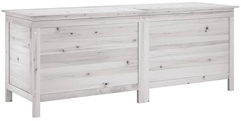 SDWEHO7 Auflagenbox aus Holz, Gartenbox Garten Truhe Box Aufbewahrungsbox Gartentruhe für Terrasse & Balkon, Weiß 150x50x56,5 cm