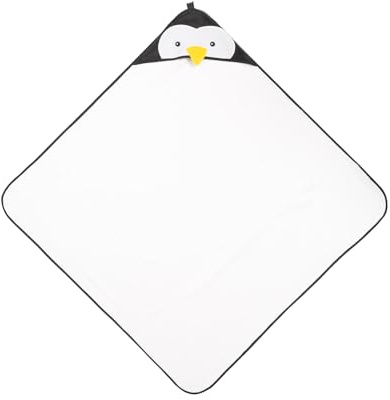 Sensillo - Baby-Handtuch mit Kapuze 100x100cm - Weicher und saugfähiger Baby-Bademantel - aus 100% Baumwollfrottee - Absorbiert Feuchtigkeit - Charmantes Design - Pinguin - Weiß