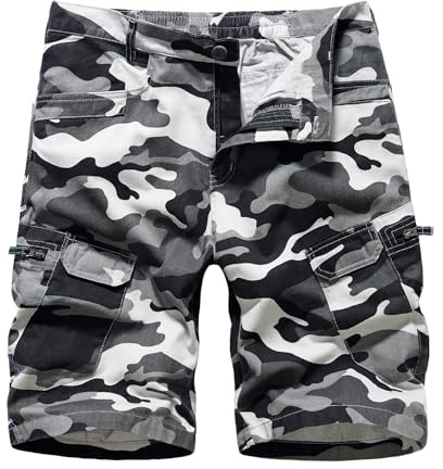 Btmpmcs Cargo Pantalón Corto para Hombre Pantalones Cortos de Camuflaje Tactical Casual Shorts de Algodón con Varios Bolsillos Verano Deportivos Bermudas de Playa Ligeros Chino Cortos de Trabajo