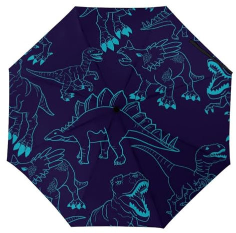 YBQLNP Regenschirm Sturmfest Dinosaurier Automatik Taschenschirm Mit Schirmtasche Uv Faltbarer Regenschirm
