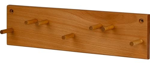 dobar® Green Label Kleiner Gartengerätehalter für die Wandmontage - Wandhalterung aus Massivholz für kleine Werkzeuge, Gartenscheren - Gerätehalter Wand mit 7 Haken - 38 x 6 x 10 cm