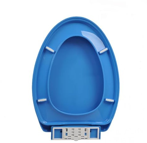 Brigtviee Sedile WC Universal,Copriwater con Chiusura Ammortizzata,Seduta del WC Bagno in Plastica,Tavoletta Water V Forma,Coperchio per WC Familiare,36x47 Cm,Facile da Montare,Blu