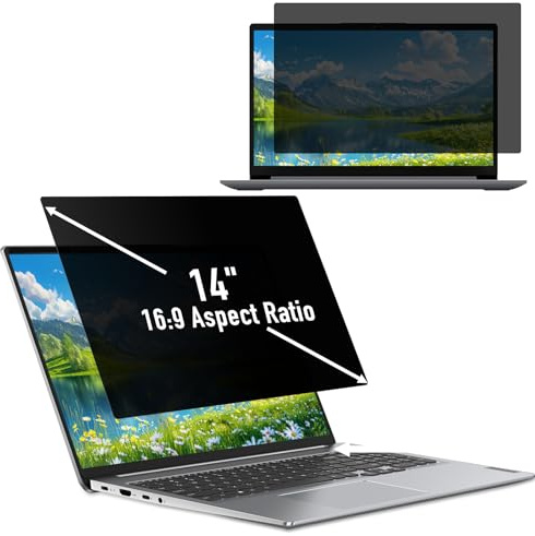 Hinnwer Filtro Schermo Privacy 14 Pollici per 16:9 Laptop, Anti Luce Blu, Anti-Spia, Filtro Privacy Monitor 14 Pollici per HP/dell/Acer/Lenovo/Thinkpad/Samsung/ASUS/Sony
