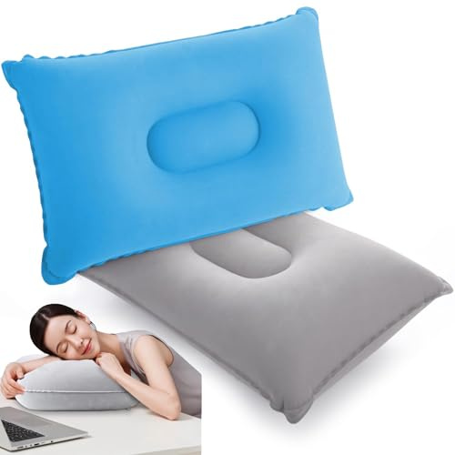 Jidyllic Cuscino Gonfiabile Per Dormire Cuscino,2 Pcs Cuscini Gonfiabili Morbidi Cuscini Gonfiabili da Campeggio Ultraleggero e Portatile Piccolo per Campeggio e Viaggio 34x22 cm