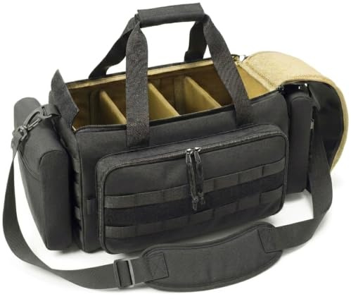 Aprikostein Großer 24L Range Bag Taktische Waffentasche für Ihre Kurzwaffen | 24L für 5+ Pistolen. Gepolsterter Gurt, 6 Magazinfächer, 3 stabile Trennwände, Admin-Tasche ist per MOLLE-System abnehmbar