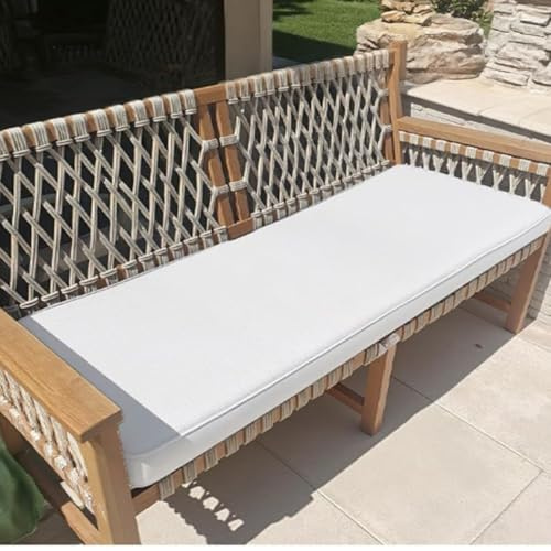 AZMAHT Bankauflage Outdoor UV Beständiges Sitzkissen Outdoor aus Polyester Abnehmbare Bankkissen mit Reißverschluss Bankauflage als Stuhlkissen für Terrasse, Gartenbank,Weiß,140x50x5cm