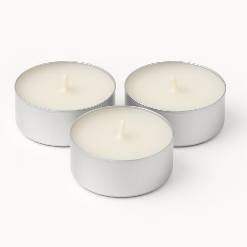 Candelo Duftteelichter Vanillekipferl 18er-Set – Cremeweiß, 4h Brenndauer, Ø 3,8 cm, Höhe 1,7 cm – Weihnachtskerzen & Winterdeko in Aluminiumhülle
