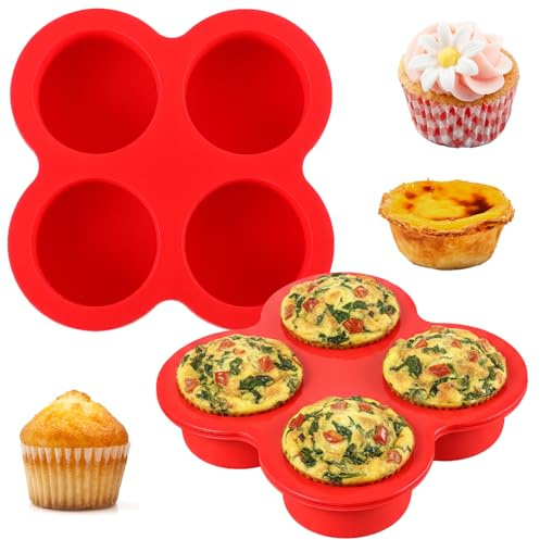 Neyauo 2 Pack Air Fryer Egg Bite Molds, Silicone Egg Bite Molds Food Grade | Non-Stick, Round Muffin Pan, for Baking Mini Muffins, Eggs Bites, Tart, Mini Cupcake Quiche
