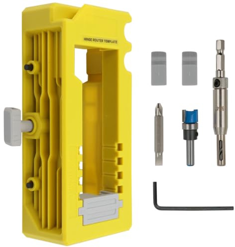 Door Hinge Jig Template 3-5 Inch Adjustable with Router Inserts | 1/4 And 5/8 Inch Radius; For Door Hanging Cabinet Woodworking Installation