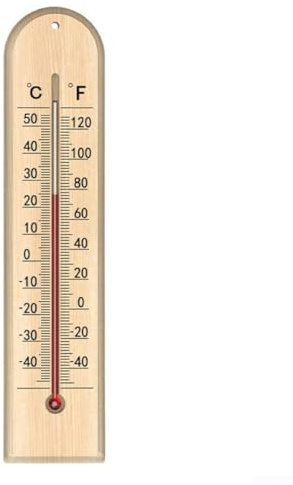 Thermomètre en bois avec liquide sans mercure et échelle transparente pour surveillance de la température dans les serres, maisons, utilisation intérieure et extérieure - Thermomètre mural en bois (B)