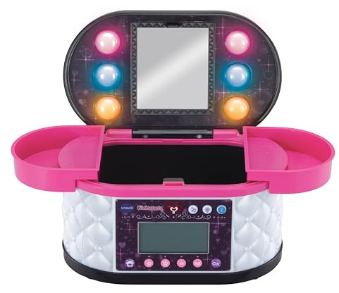 VTech - Maletín Secreto de Maquillaje, Joyero Interactivo, Código Personal, Espejo, Juguete niños +5 años, Color Negro, Pantalla LCD, Actividades mágicas, Bluetooth, Radio, Versión ESP