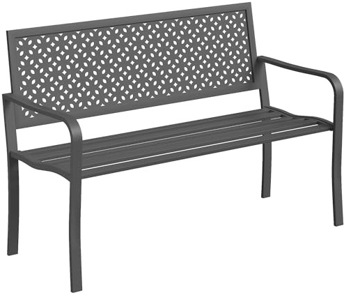 Outsunny Banc d'Extérieur Jardin en Métal 2 Places Dossier Géométrique