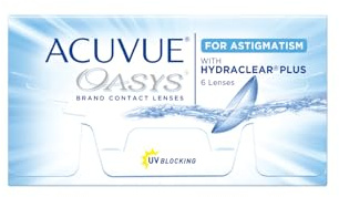 ACUVUE OASYS for Astigmatism Kontaktlinsen – 2-Wochen-Linsen für Tag und Nacht mit -4 dpt, Cyl -1,75, Ach 50 und BC 8.6 – UV Schutz, Austrocknungsschutz und Komfortables Tragegefühl – 6 Linsen