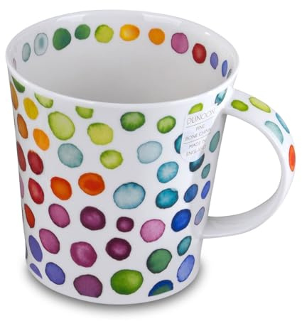 DUNOON Tasse Cairngorm Hot Spots Gepunktet 11 cm, Blau Grün Rot Orange Gelb Lila Pink
