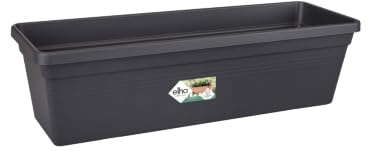 elho Green Basics Balkonkasten 80 - Übertopf für Balkon & Außen - Ø 79.0 x H 14.0 cm - Schwarz/Living Schwarz