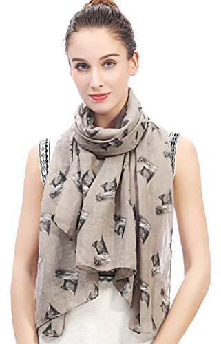 Lina & Lily Écharpe Foulard pour Femme Imprimé Yorkshire Terrier Chien (Kaki)