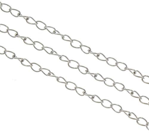 Perlin 9 Meter Gliederkette Link Kette Metallkette Twist Panzerkette 5,5mm Silber, Gold, Kupfer, Altsilber Schmuckkette Meterware zur Schmuckherstellung (Altsilber)