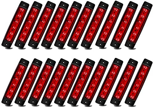 Biqing 20Pcs Feux de Gabarit Latéraux LED,24V Feux Latéraux Eclairage LED Arrière Avant Indicateur de Position en Lumière Imperméable pour Camion Remorque Camion Bus Bateau (rouge)