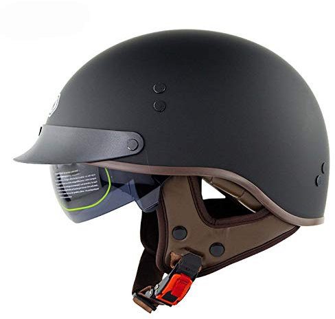 GAOZ Vintage Helmets Casco Scodella da Motociclista Mezzo Casco retrò Jet Unisex con Visiera Casco Aperto Faccia Chopper Cruiser Casco Protettivo Anticollisione Omologato ECE