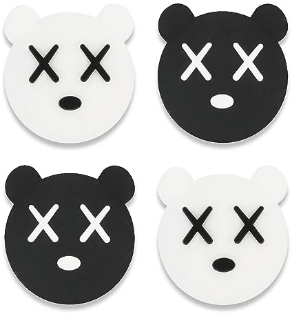 Owngen Cute Thumb Grip Caps for Nintendo Switch/Lite/OLED, Kawaii Magic Moon Joy-Stick Button Stick Cover 3D Analog Ergonomic Cap for NS Controller Joy-Cons (Black&White)