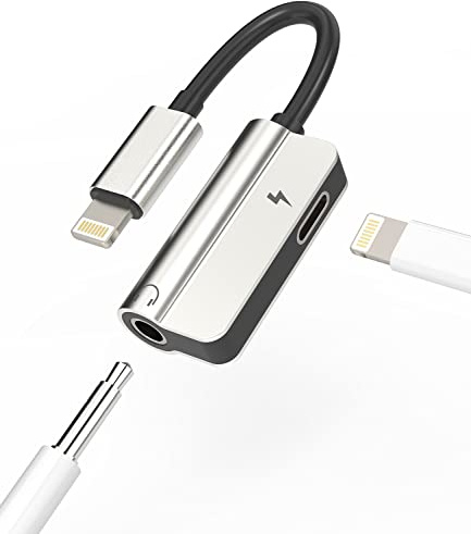 Lightning till 3,5 mm iPhone-adapter för hörlursuttag AUX-laddare dongel splitter ljudadapter för 2-i-1-kabel kompatibel med 7 8 X Xr 13 12 11 Pro Apple MFI-certifierad hörlurar Ipad omvandlingssladd