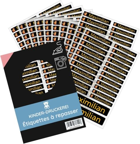 Bügeletiketten Sport mit Namen, 200 Stück personalisiert, 3 Größen, Schwarz | Namensetiketten für Sport & Verein zum Aufbügeln – waschmaschinen- & trocknerfest bis 90 °C, für Trikot & Co.