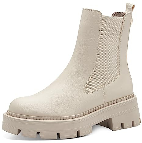 Tamaris platåstövletter för kvinnor, stövletter, TOUCHit-fotbädd, Beige, 38 EU