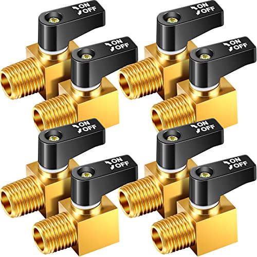 Tondiamo Air Compressor Valve, Mini Metal Ball Type Air Tank Drain Valve Brass, 1/4 Inch NPT Male x NPT Female for Air Compressor Part(8 Pieces)