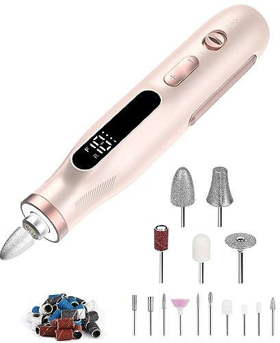 Maniküre Pediküre Set Kabellos Tragbar, 2 in 1 Heartyfly Maniküre Set elektrisch & Pediküre Set Fußpflege elektrisch, USB Wiederaufladbar 10 Stufen einstellbar 15 Bits, LED Licht LCD Anzeige