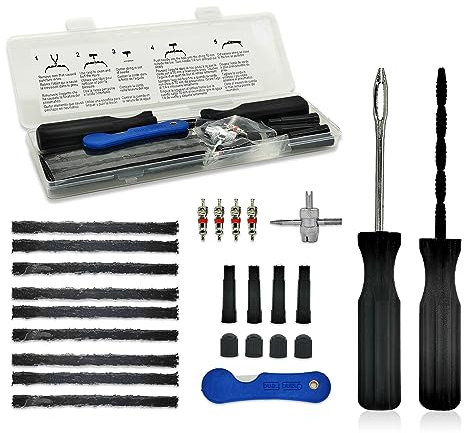 ZERINT 26 Pièces Kits de Réparation de Pneus, Bandes de Réparation de Pneus Pour Voiture Moto